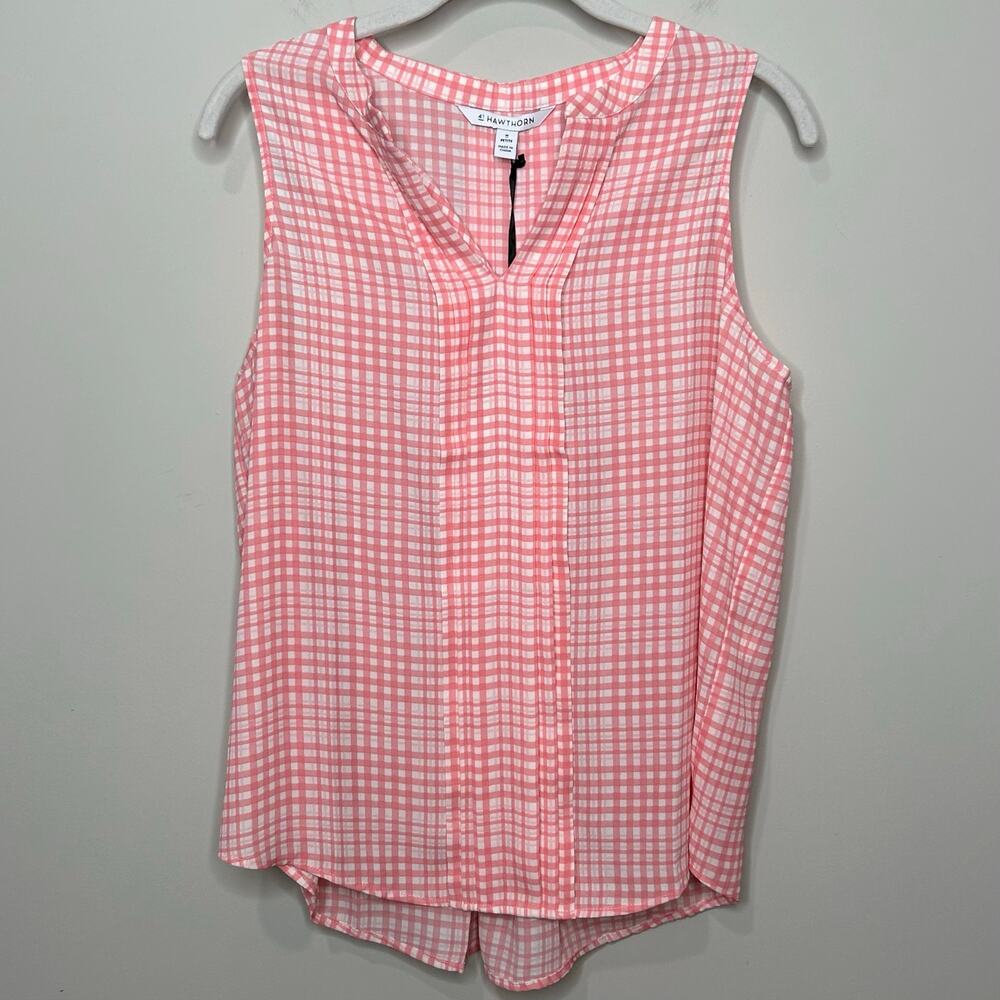 41 Hawthorn Breyson Sleeveless Shirt Size M Petite NEW Pleat Detail Split Neck